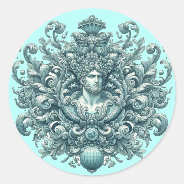 Der König von Aquamarin. Runder Aufkleber (Vorderseite)