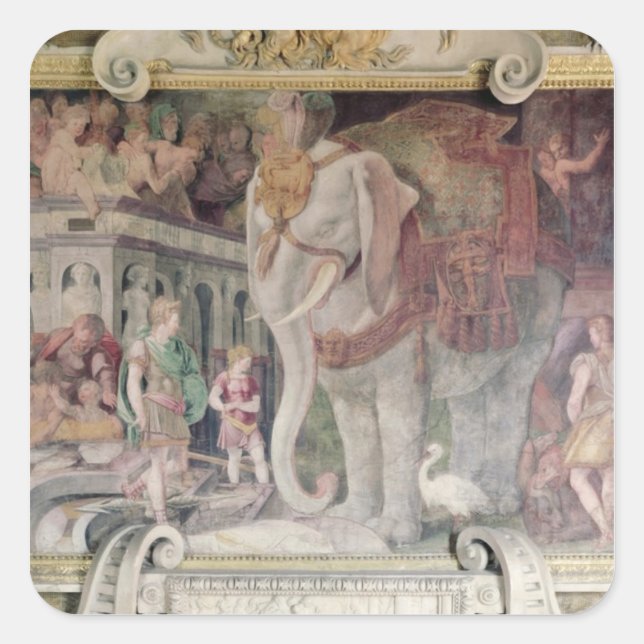 Der königliche Elefant Quadratischer Aufkleber (Vorderseite)