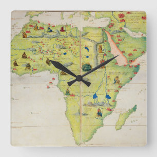 Der Kontinent von Afrika Quadratische Wanduhr