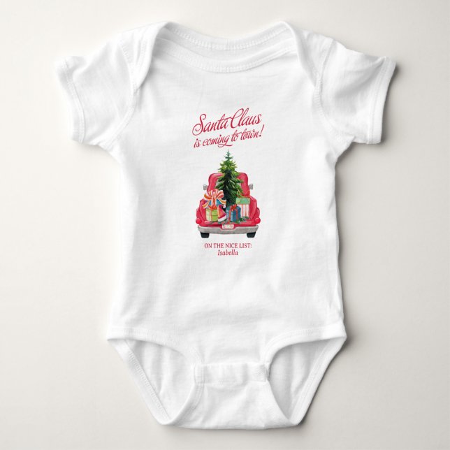 Der koordinierte Weihnachtsmann kommt in die Stadt Baby Strampler (Vorderseite)