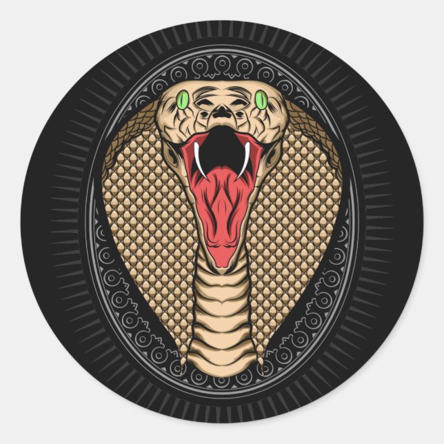 Der Kopf der Cobra Runder Aufkleber (Vorderseite)