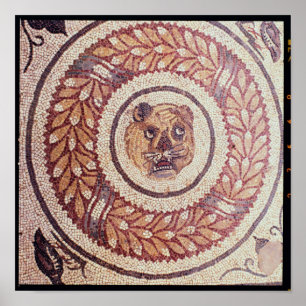 Der Kopf des Tigers, römisches Mosaik, frühes 4. Poster