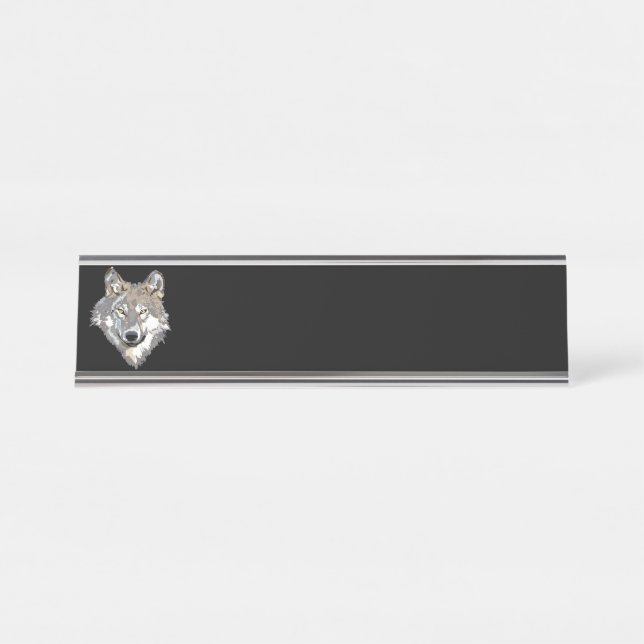 Der Kopf des Wolfs Schreibtischnamensplakette (Vorderseite )