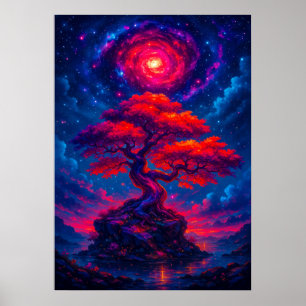 Der kosmische Baum des Lebens unter der Fantasie v Poster