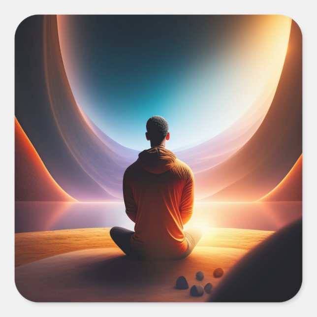 Der kosmische Buddha | Quadratischer Aufkleber (Vorderseite)