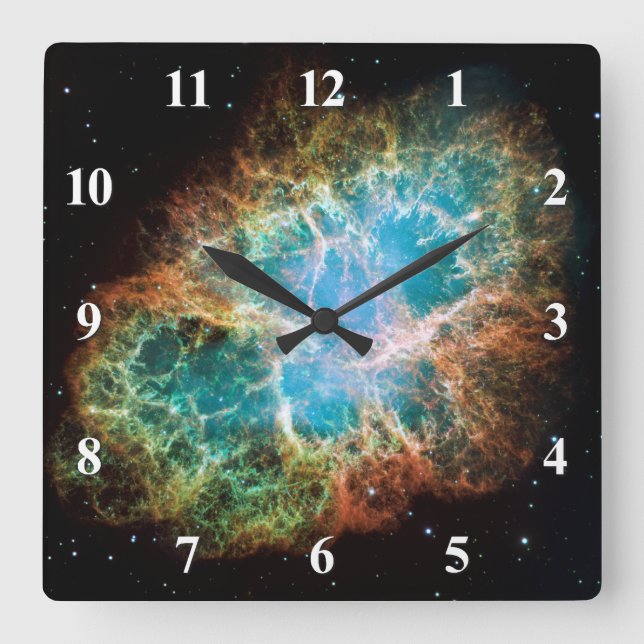 Der Krabbennebel des Celestial Space-Fotos Quadratische Wanduhr (Vorderseite)