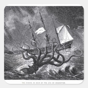 Der Kraken Quadratischer Aufkleber
