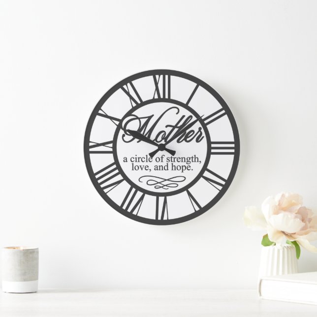 Der Kreis der Mutter für Stärke und Liebe Große Wanduhr (Zuhause)