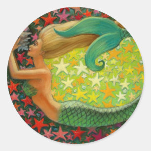 Der Kreis-Fantasie-Meerjungfrau-Kunst der Runder Aufkleber