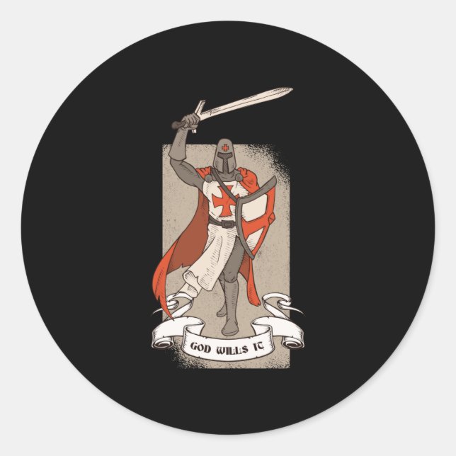 Der Kreuzfahrer Khight Templer Krieger Gottes Runder Aufkleber (Vorderseite)
