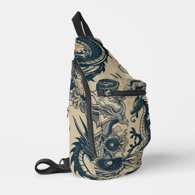 Der Krieg der Drachen Crossbody Bag (Linke Seite)