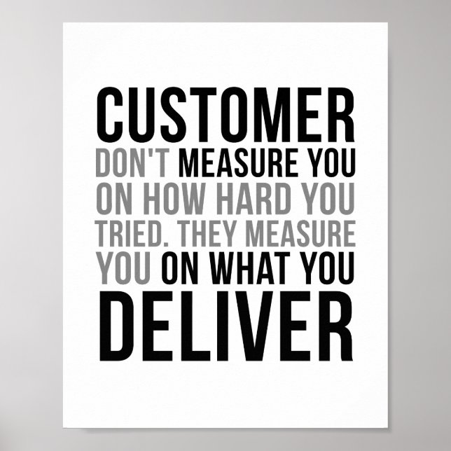 Der Kunde misst Sie nicht, wie schwer Sie es versu Poster (Vorne)