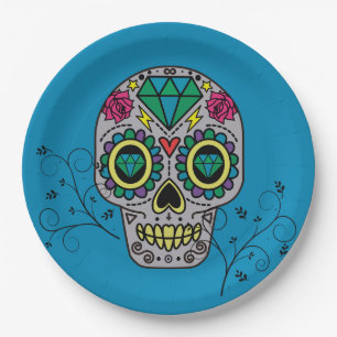 Der Künstler Sugar Skull Muster Mexikanischer Tag  Pappteller