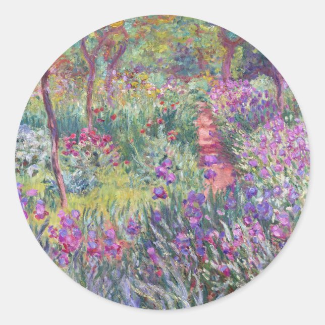 Der Künstlergarten in Giverny von Claude Monet Runder Aufkleber (Vorderseite)