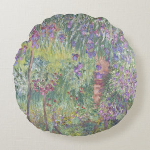 Der Künstlergarten in Giverny von Claude Monet Rundes Kissen