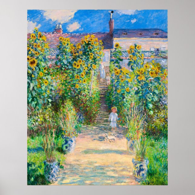 Der Künstlergarten in Vetheuil, 1880 von Monet Poster (Vorne)