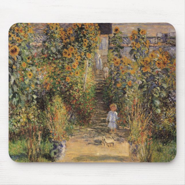 Der Künstlergarten in Vetheuil von Claude Monet Mousepad (Vorne)