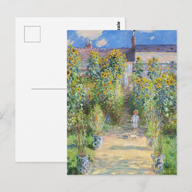 Der Künstlergarten in Vetheuil von Claude Monet Postkarte (Vorne/Hinten)