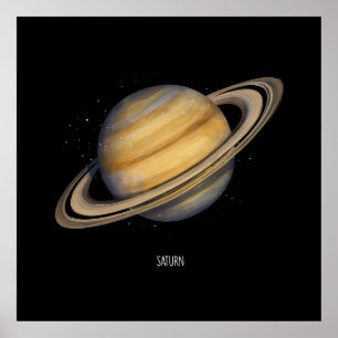 Der künstlerische Saturn mit lebhaften Rings Poster