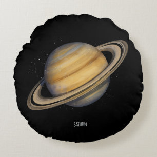 Der künstlerische Saturn mit lebhaften Rings Rundes Kissen