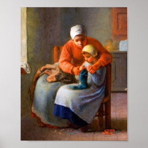 Der Kunststrickunterricht von Jean-François Millet Poster