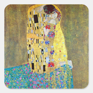 Der Kuss 2 von Gustav Klimt Quadratischer Aufkleber