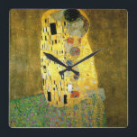 Der Kuss durch Gustav Klimt Quadratische Wanduhr<br><div class="desc">Der Kuss durch Gustav Klimt auf einer quadratischen Wanduhr</div>