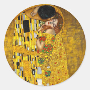 Der Kuss durch Gustav Klimt Runder Aufkleber