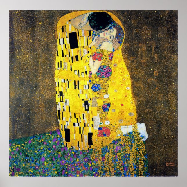Der Kuss, Gustav Klimt Poster (Vorne)