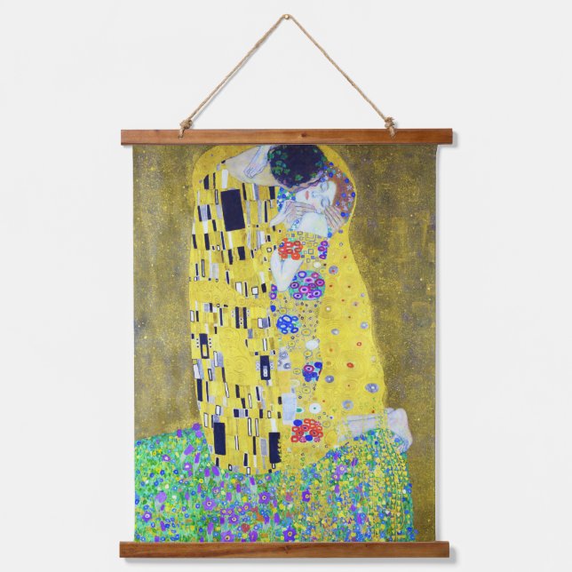 Der Kuss, Gustav Klimt Wandteppich Mit Holzrahmen (Vorderseite)