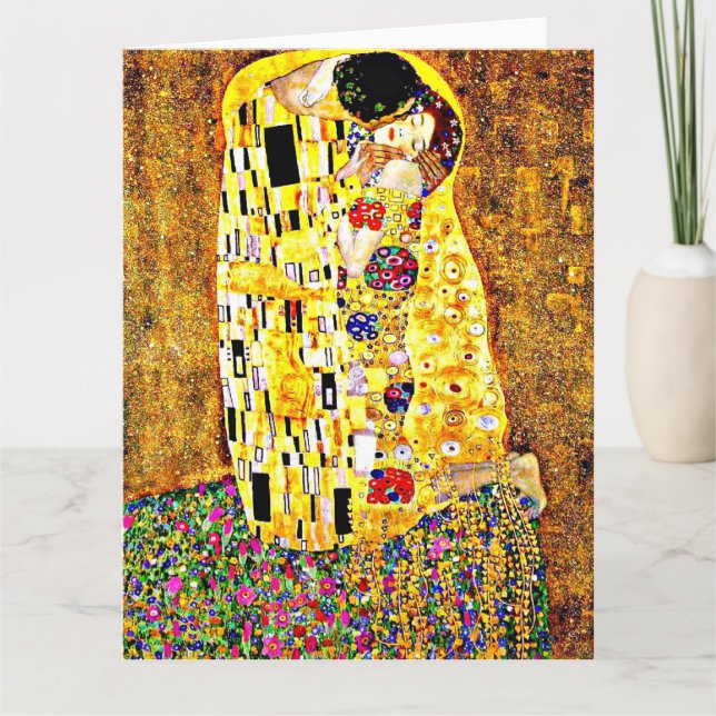 Der Kuss, malend durch Gustav Klimt Karte (Vorderseite)