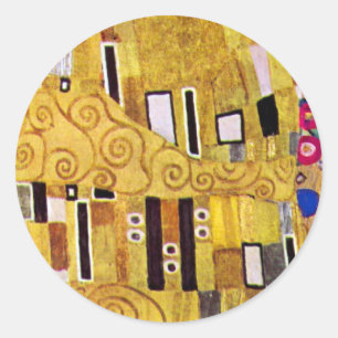 Der Kuss Muster von Gustav Klimt, Art Nouveau Runder Aufkleber