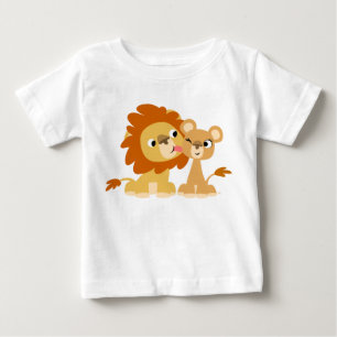 Der Kuss: Niedlicher Cartoon Lion Couple Baby T -  T-shirt