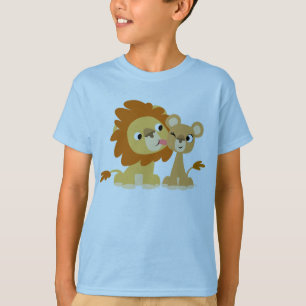 Der Kuss: Niedlicher Cartoon Lion Couple Kids T -  T-Shirt