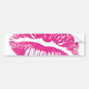 Der Kuss, rosa Lippen Autoaufkleber