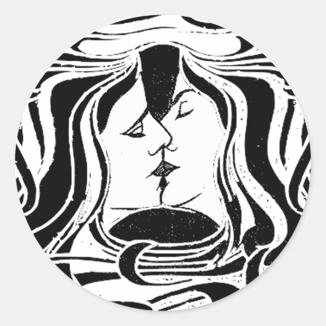 Der Kuss Runder Aufkleber (Vorderseite)