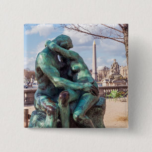 Der Kuss von Auguste Rodin in den Tuilerien, Paris Button