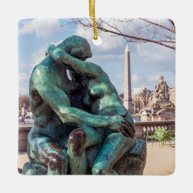 Der Kuss von Auguste Rodin in den Tuilerien, Paris Keramikornament (Vorderseite)