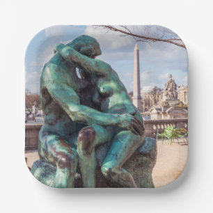 Der Kuss von Auguste Rodin in den Tuilerien, Paris Pappteller