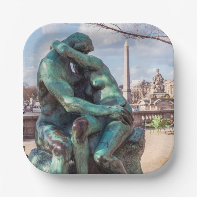 Der Kuss von Auguste Rodin in den Tuilerien, Paris Pappteller (Vorderseite)