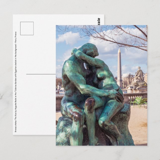 Der Kuss von Auguste Rodin in den Tuilerien, Paris Postkarte (Vorne/Hinten)