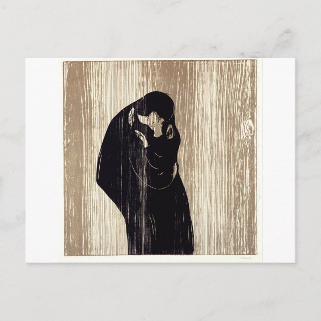 Der Kuss von Edvard Munch Lithographie, Postkarte (Vorderseite)