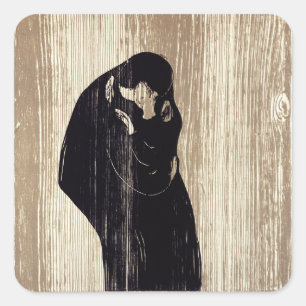 Der Kuss von Edvard Munch Lithographie, Quadratischer Aufkleber
