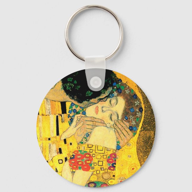 Der Kuss von Gustav Klimt Art Nouveau Schlüsselanhänger (Vorderseite)