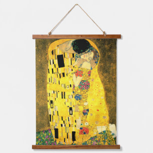 Der Kuss von Gustav Klimt Fine Art Poster Druck Wandteppich Mit Holzrahmen