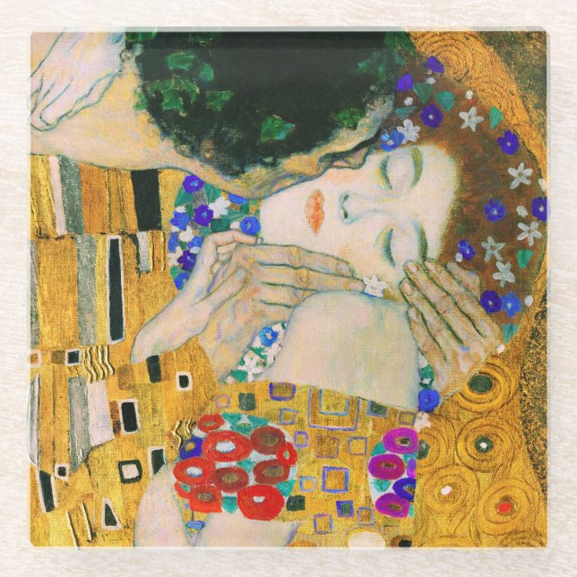 Der Kuss von Gustav Klimt Glasuntersetzer (Vorderseite)