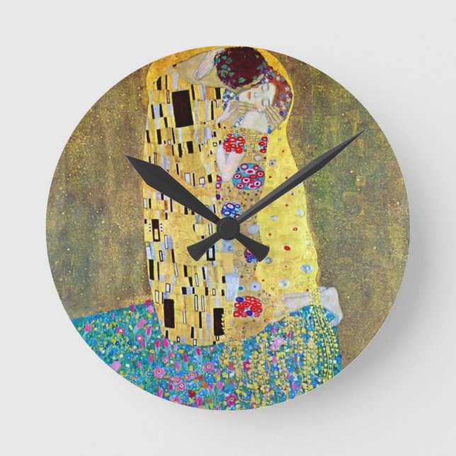 Der Kuss von Gustav Klimt Runde Wanduhr (Vorderseite)