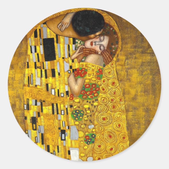 Der Kuss von Gustav Klimt Runder Aufkleber (Vorderseite)