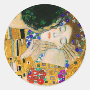 Der Kuss von Gustav Klimt Runder Aufkleber