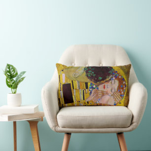 Der Kuss von Gustav Klimt, Vintage Art Nouveau Lendenkissen